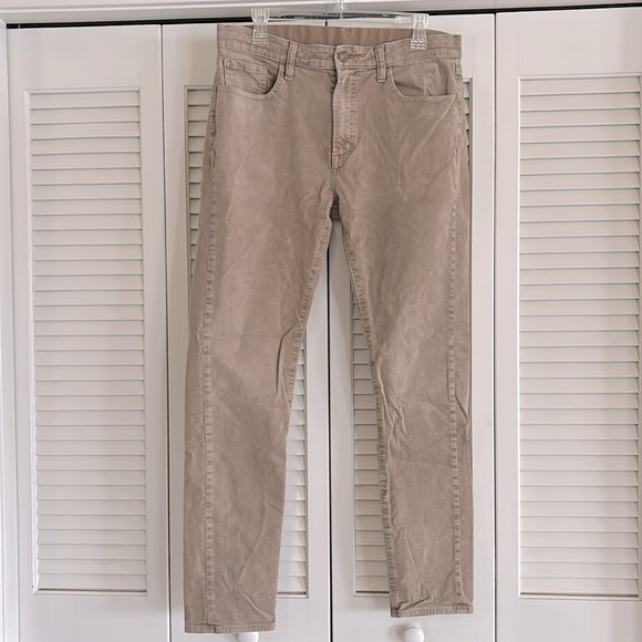 Uniqlo Ankle Stretch Tan Corduroy Pants Adjustable Waist Men’s Size 33 - 36 - Picture 1 of 10
